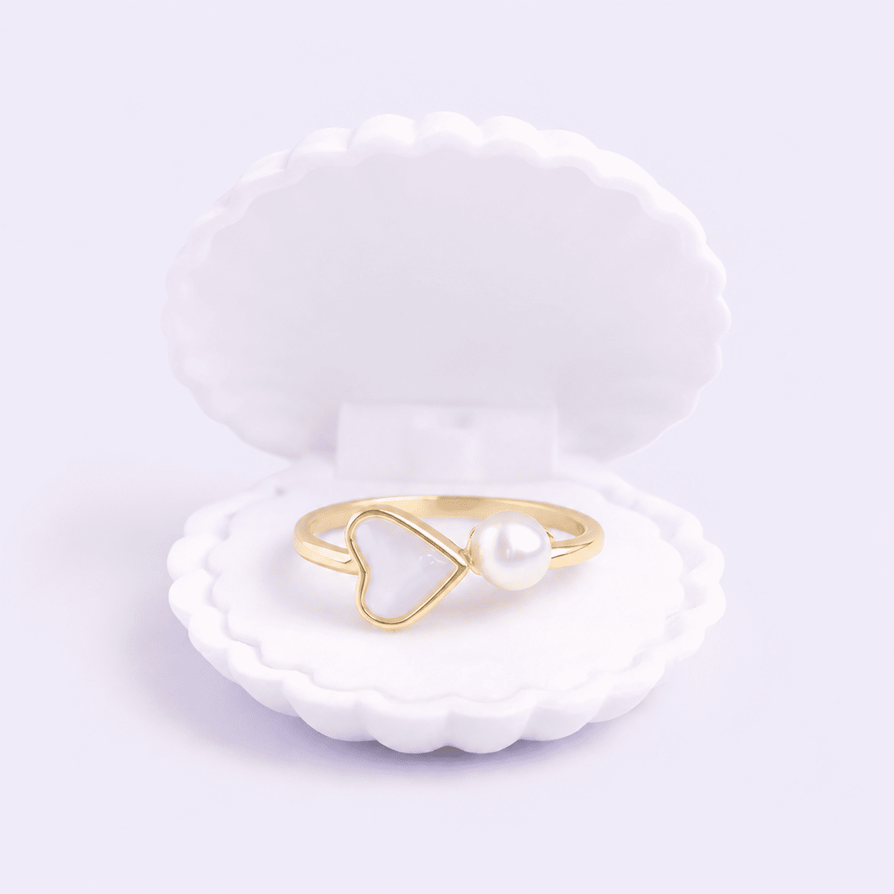 18K Gold Plated Maris Heart Pearl Ring